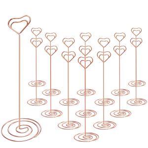1Pc Heart Shape Metal Card Holder Hiasan Gold Rose Gold Wedding Table Number Memo Photo Note Clip Stand