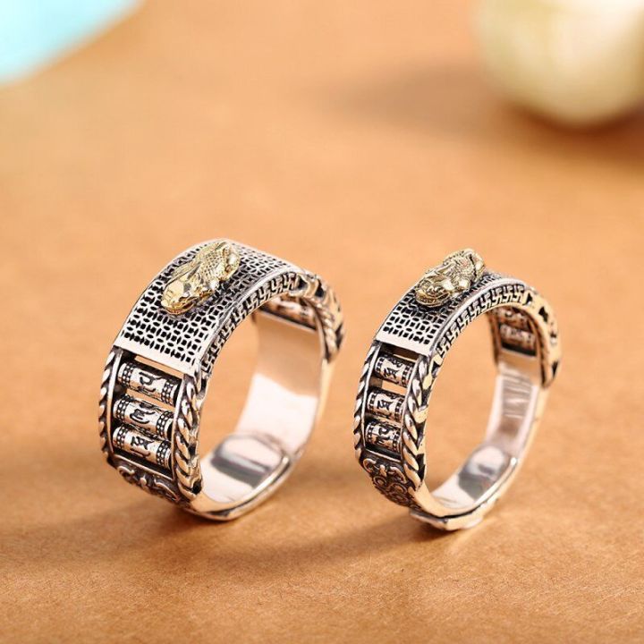 JUNTEN Feng Shui PiXiu Ring - 925 Sterling Silver Adjustable Open Ring For Good Luck & Wealth, Men & Women - View #10