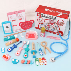 Wooden Doctor Kit for Kid Pretend Play Doctor Dentist Playset Toys Kit Education Toys Learning Activities Montessori Toy