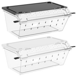 ตู้เลี้ยงสัตว์เลื้อยคลานระบายอากาศได้ดีสำหรับสัตว์เลี้ยงขนาดเล็กกล่องใส่อาหารสัตว์เลี้ยงขนาดเล็กดีไซน์ให้ง่ายโปร่งใส