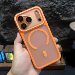 Luxury Double Color for Magsafe Matte Case for iPhone 15 16 17 Pro Max Air 14 Plus 13 11 12 Magnetic Frosted Shockproof Cover