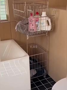 Sacesr Double Deck Laundry Baskets with Wheels High Capacity Laundry Baskets Modern Simple Multifunctional Storage Home Furniture 5B9Z4