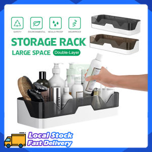 Bathroom Shelf No Drill Shampoo Holder Self-Adhesive Wall Hanging Storage Rack Front of Mirror Toilet Cosmetic Basket Home Organizer Drain Rack