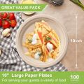 Paper Plates 10 inch, 50 Pack Compostable Plates, Eco Friendly Recycled Paper Plates, Brown Paper Plates Heavy Duty, Large Paper Plates Sturdy. 