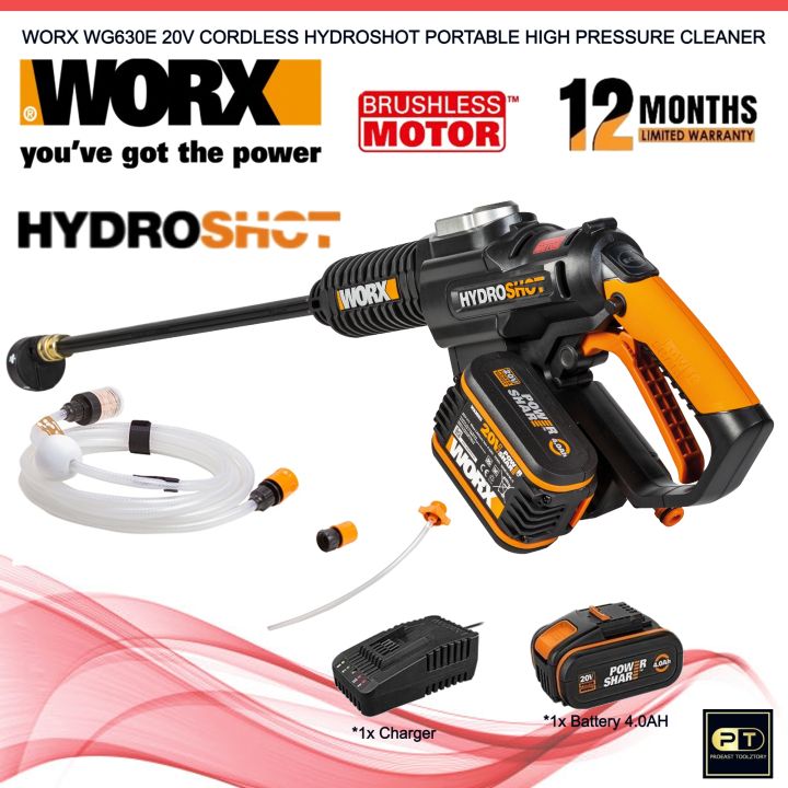 Worx Wg630e 20v 40ah Cordless Hydroshot Portable High Pressure Cleaner