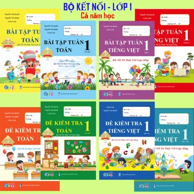 Sách - Trọn Bộ Bài Tập Tuần Đề Kiểm Tra Toán và Tiếng Việt Lớp 1 - Kết Nối - Cả năm học (8 quyển)