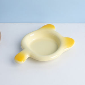 Ceramic Pet Dish with Handle Cat Shaped Ceramic Bowl Cute Cat Food Dish Pet Food Tray