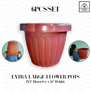 (Pack of 6) 15.5 Inches Diameter XL/Extra Large/Jumbo/Big Heavy Duty Pot Gardening Flower Pots