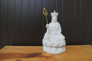 Tượng Địa Tạng Vương Bồ Tát 17cm dáng ngồi bằng đá đúc (nhiều màu sắc).