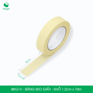 BKG1V - Block 24 cuộn băng keo giấy khổ 1.2cm x 10m - Băng dính giấy viết được chặn màu sơn