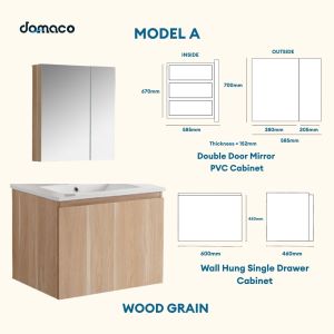 Baron A108-ST SS Basin Cabinet Solid Top & Heavy Duty Vanity w/ Sintered Stone Top Top Mount Basin & Mirror Cabinet Set