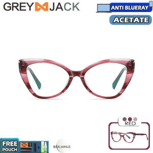 Grey Jack Kacamata Antiradiasi Blueray Semi Cat Eye/ Style Wanita Kekinian Bahan Acetate Bisa Minus Antiradiasi Blueray Photocromic 8815