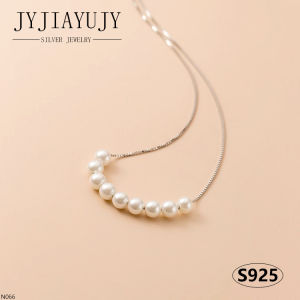 JYJIAYUJY 100% Sterling Silver S925 Necklace 9 PCS White Shell Pearls Korean Fashion Style Casual Elegant Daily Trendy Women Fine Hypoallergenic Jewelry Gift N066