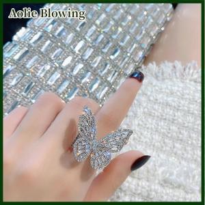 Aolie Zircon Butterfly Ring Gem Stone Opening Exaggerated Big Knuckle Rings