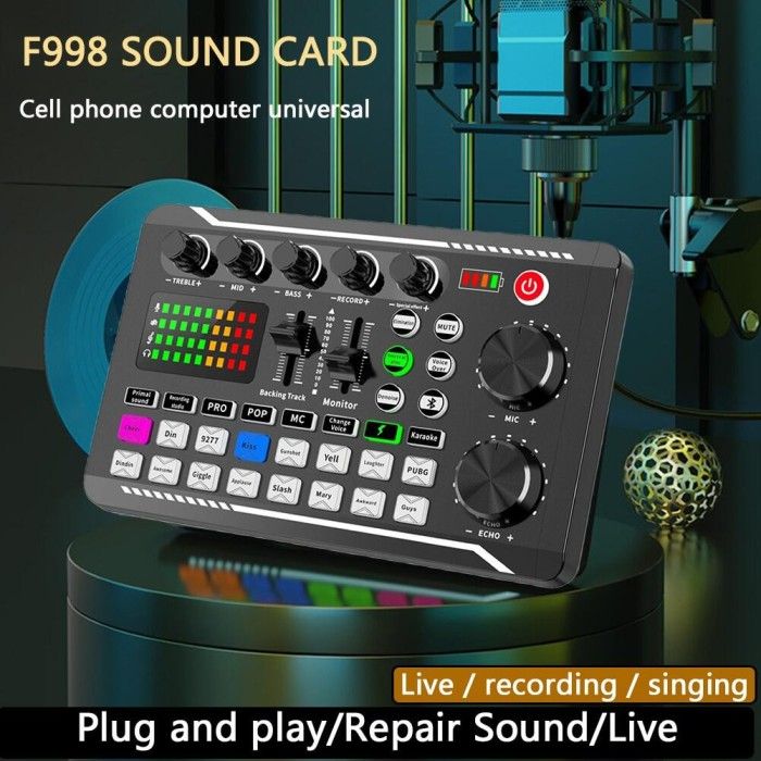 Mischpult Fu00fcr Pc Facmogu Podcast Equipment Bundle, F998 Live Sound Card With Fifine Am8