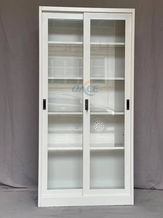 Sliding Glass Doors Steel Storage Cabinet Free Assemble Lazada Ph