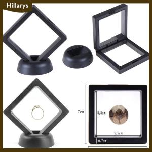 [Hillarys] 70x70mm Black 3D floating jewelry display frame holder box case w stand
