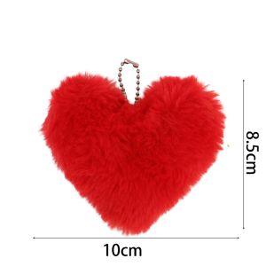 New Leopard Pompom Key Chain for Women Fake Rabbit Fur Plush Heart Keychain Round Fluffy Ball Car Key Ring Bag Pendants