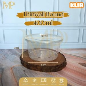 Thinwall Round 400ml KLIR / Round Bowl 400ml / Thinwall Bulat 400ml / Mangkuk Plastik Bulat Datar 25 pcs