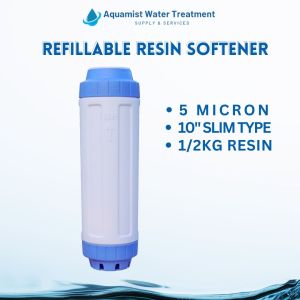 Water Filter 10" Slim Type Refillable Resin Water Softener 5 Micron Filter Replacement