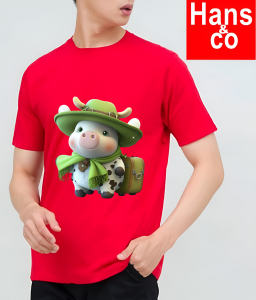 Kaos Pria 3 Dimensi Motif Animasi Piggy Pig Tshirt Oblong Katun 24s H0126 By Hans & co