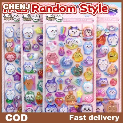 CHENJ 1 4 miếng dán nổi 3D hoạt hình miếng dán chiikawa miếng dán tự làm sổ lưu niệm máy tính xách tay sổ lưu niệm Hộp đựng điện thoại trang trí đề can Quà Tặng tiệc tùng