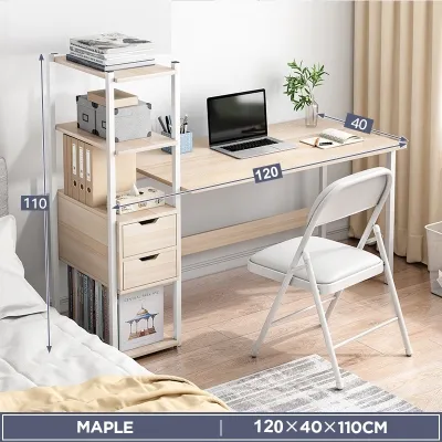 Study Table with Shelf Computer Table with Rack Writing Desk Office Table Leaning Desk with Shelves