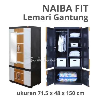 LEMARI PAKAIAN PLASTIK NAIBA GANTUNG FIT KACA KUNCI 1523 / 1503 [NABFIT]