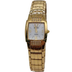 SEIKO Ladies Diamond Watch SUJ440P Gold Tone Bracelet Dress Watch with Diamonds