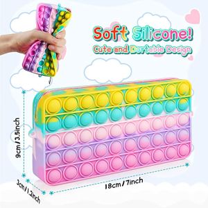 Pop It Pencil Case Fidget Toys Silicone Storage Bag Childrens Decompression Toys Stationery Case