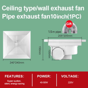 YOWXII Exhaust fan 14/12/10/8 "inch Ceiling exhaust fan/Wall mounted exhaust fan/Duct exhaust fan Home Kitchen Bathroom Office Strong Wind
