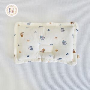 Gối lõm chống bẹp đầu chữ nhật PETIT BEBE nhiều muslin hoạ tiết thấm hút thoáng khí cho bé từ 3 tháng tuổi