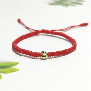 [Chi Chi] Vòng Tay Lắc Tay Chỉ Đỏ May Mắn Mix Charm Bi Vàng Khía - MS057