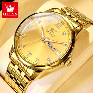 OLEVS waterproof watch for men 2023 luxury brand mens original imported waterproof 30m calendar inlaid diamond dial design swiss quartz movement stainless steel strap fashion business mens watch
