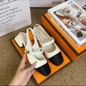 Giày Cao Gót Slingback Đính Ngọc Phối Màu Cực TrendyCao Gót Công Sở Đế Vuông Phối Màu Cực Xinh