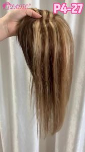 Hair Topper 10" 12" 14" Piece with Bangs Remy Human Hair Invisible Base Add Volume Covers Gray & Hides Part Line2026