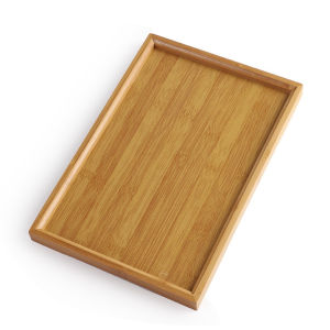 JUSTODO Wooden Bamboo Tray Rectangular Solid Color Bread Tray  Kitchen Accessories Fruit Snack Plates For Holding Tea Fruit Barbecue Bread