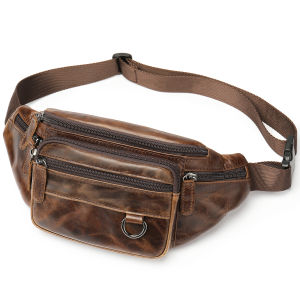 EDERN Genuine Leather Waist Bag for Men Sling Bag Casual Fashion Chest Bag Cellphone Belt Bag Multifunctional Outdoor Sports Waist Pouch