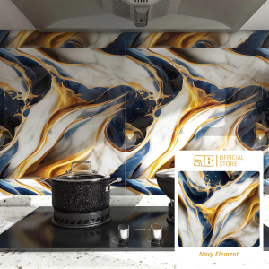 Wallpaper Sticker Dapur Glossy Anti Air & Panas (Navy Element) 3m x 60cm by Bolong ID