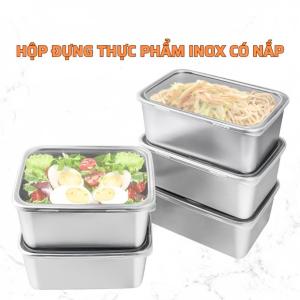 Hộp Đựng Thực Phẩm Inox 304 - Bộ 3 Hộp - Nắp Kín Hơi Dùng Lò Vi Sóng Giữ Tươi Tiện Dụng Mỗi Ngày