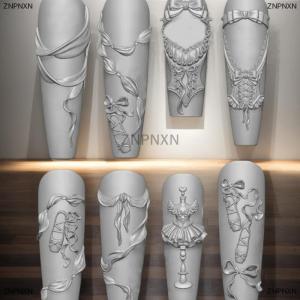 [COD] ZNPNXN Ribbon Bow Ballet Shoes 3D Silicone Nail Art Mold DIY Nail Art Decoration Transparent Carving Template Manicures Design Tool
