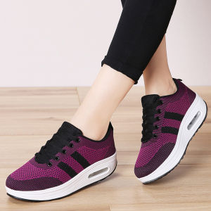 Black Rubber Shoes For Women Sale Comfortable Sport Casual Shoes With Flying Mesh Upper Air Cushion Jogging Ladies Sneaker COD