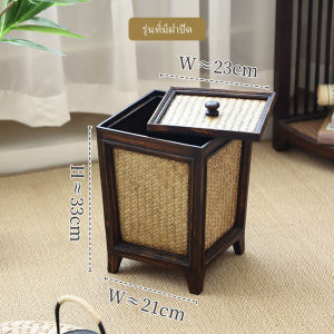 ถังขยะไม้ไผ่สานที่มีฝาปิดใช้ที่บ้านห้องนั่งเล่นห้องนอนไม้ไผ่สานตะกร้ากระดาษ ไม้ไผ่สานตะกร้าเก็บของ โรงแรมสร้างสรรค์ถังขยะไม้เนื้อแข็งทนทาน