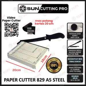 Paper Cutter Mini A5 Maksimal Potong Kertas 20 cm ( Alat Potong / Mesin Pemotong Kertas HVS Sticker Dos PVC ID Card Yellow Board Art Paper Vinyl. Bontax Camel Kertas Photo Glossy Silky )