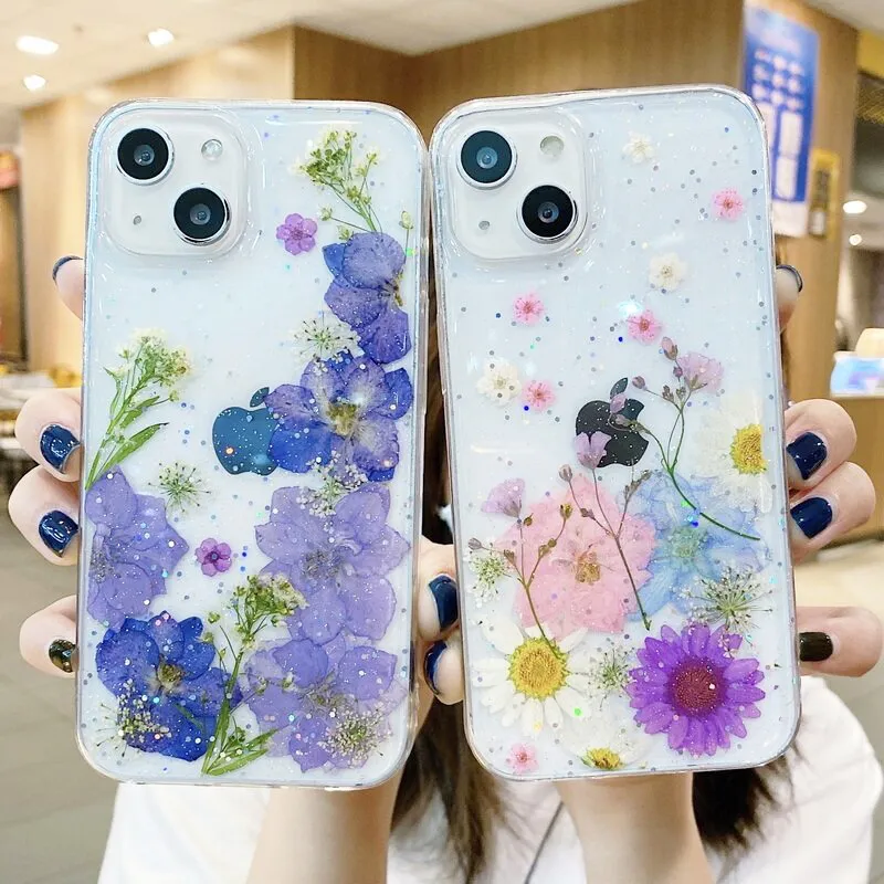 Dry Flower Transparent Phone Case for iPhone 11 12 13 14 Mini Pro