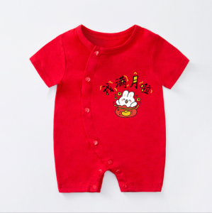New Year Baby Girl Baby Boy Bodysuit 100% Cotton Red Thin Outing Jumpsuit Newborn Baby Romper Babies Full Moon Climbing Costume