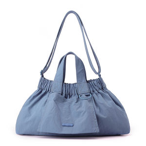 Casual Ruched Hobos Women Handbags Designer Shoulder Crossbody Bag Simple Small Tote Bag Candy Color Nylon Shopper Purses 2026