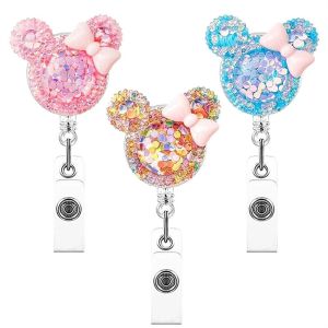 LANCE Office Boy Girl Card Holder Nurse Doctor Cartoon Shiny Style Badge Holder Name Card Holder ID Card Clips Retractable Badge Reel