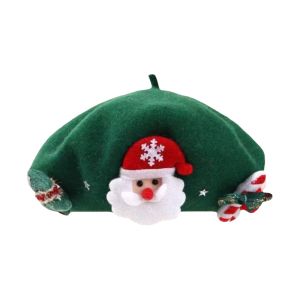 FEELDG Màu đỏ xanh Mũ Beret Giáng Sinh Chất liệu len nỉ Vải mềm mại ấm áp Mũ Beret của họa sĩ Dễ thương Chất lượng cao Mũ Beret mùa đông Dành cho Nữ Giới và Thiếu Nữ