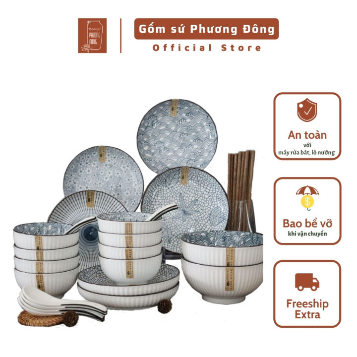 Bộ chén dĩa gốm sứ Nhật Bản phong cách cổ điển giá rẻ PDS005 | Lazada.vn